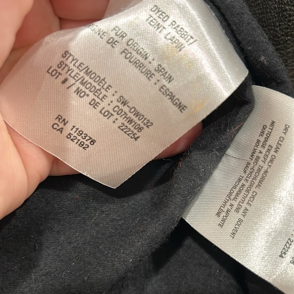 Helmut Lang red rabbit Fur Leather Coat Jacket Sz small women’s black zip up - Picture 8 of 9